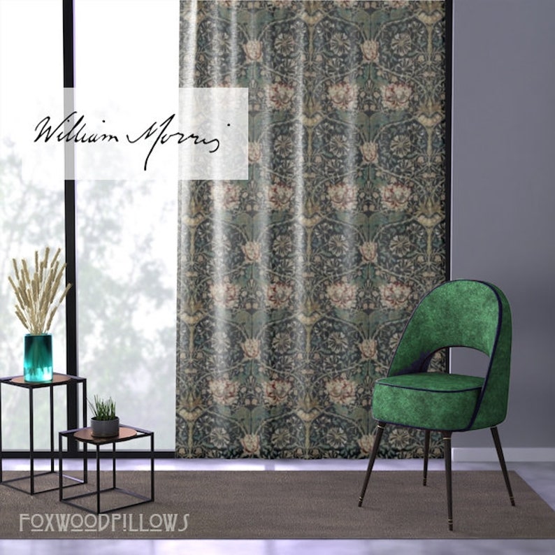 Craftsman Curtain, William Morris, Arts and Crafts Movement, Country Living, Craftsman Curtain Panel, Honeysuckle image 1