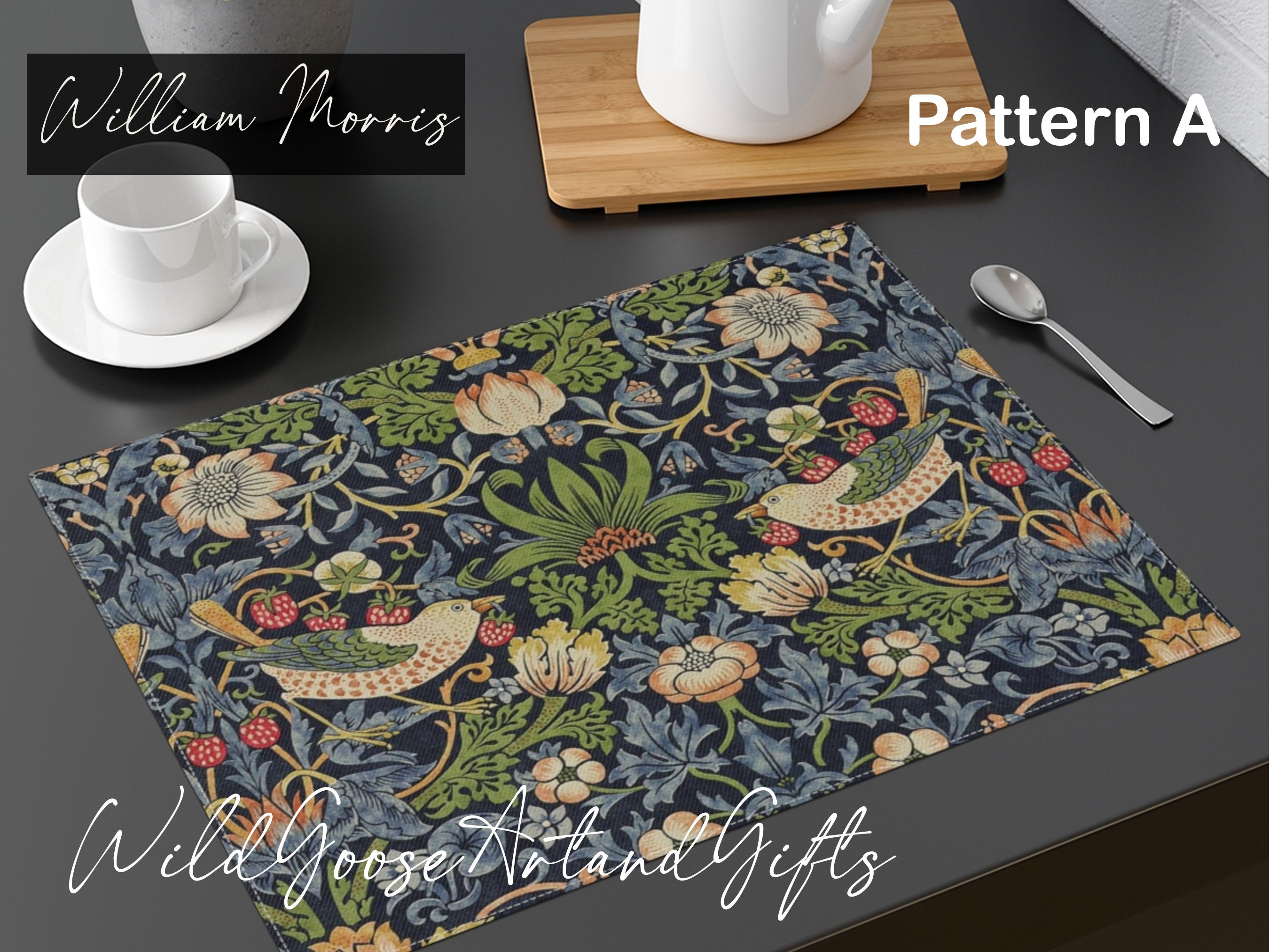 William Morris Strawberry Thief Placemat | Cotton Twill Table