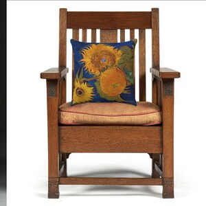Cuscino con girasoli di Vincent van Gogh / Cuscino decorativo floreale blu e oro / Cuscino decorativo artistico immagine 4