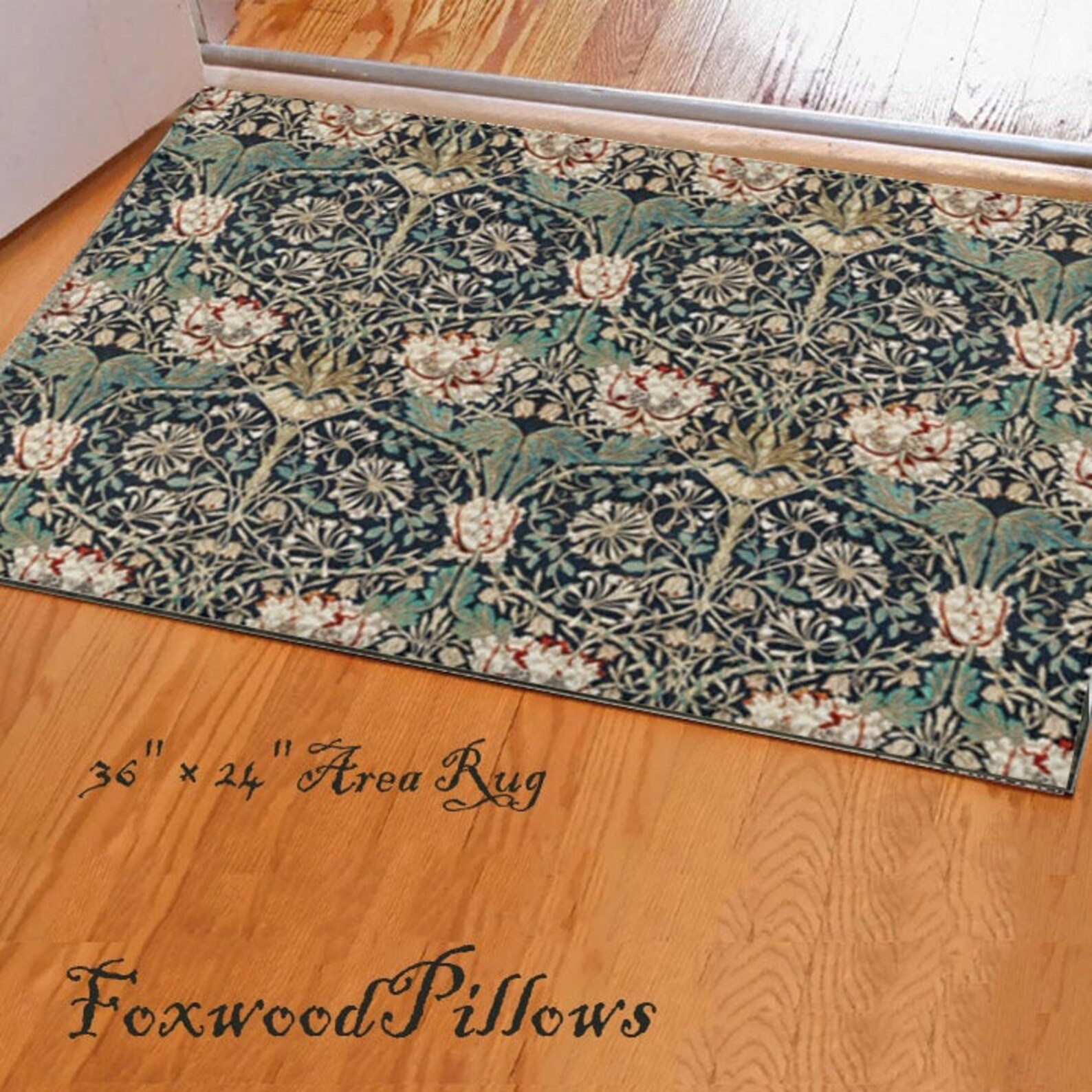 William Morris Rug Designer Rug Floral Carpet Honeysuckle Etsy