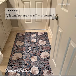 William Morris Floral Chenille Rug: Arts & Crafts Pimpernel Design