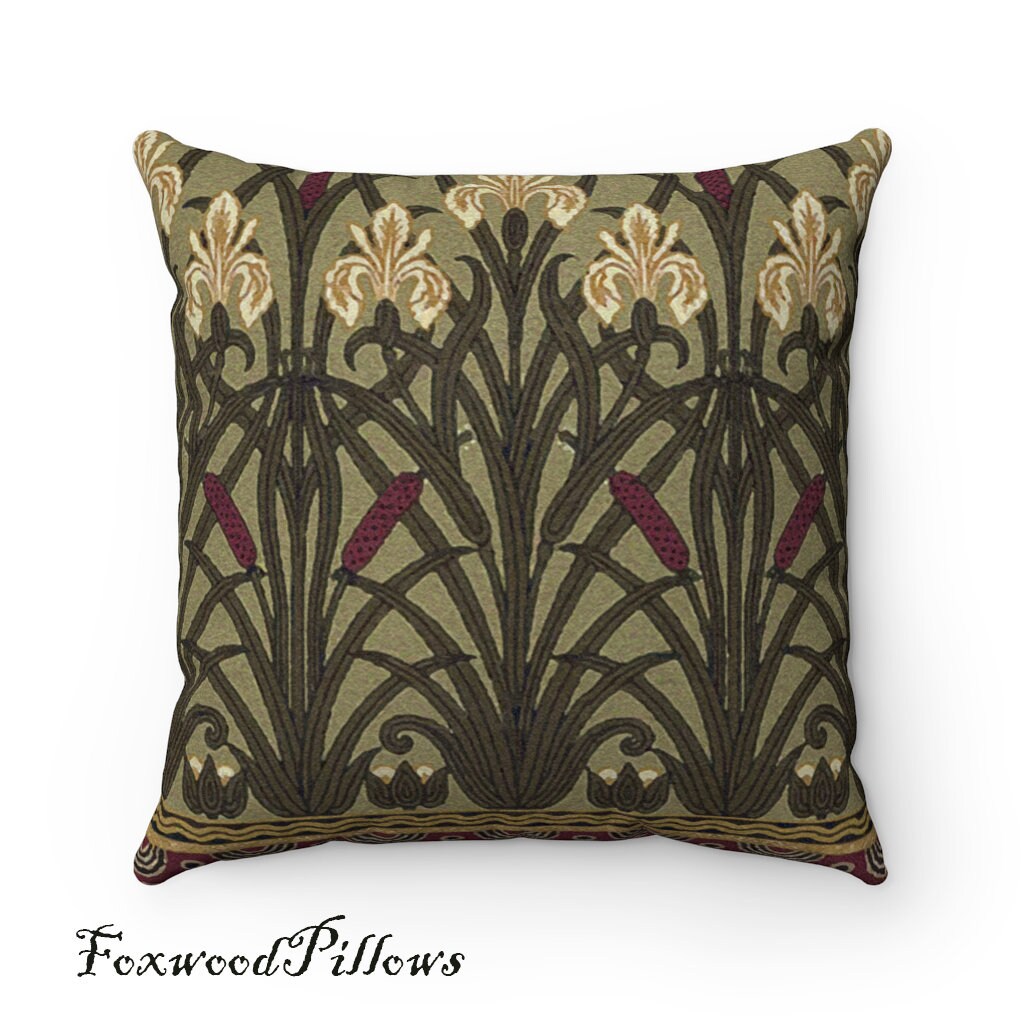 Floral Lumbar Pillow Art Nouveau Pillow Walter Crane Etsy
