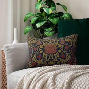 Violet and Columbine Pillow, William Morris, Arts and Crafts Movement, Spun Polyester Lumbar Pillow