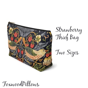 William Morris Cosmetic Bag: Strawberry Thief Bird Design Pouch