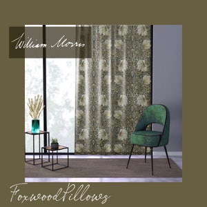 William Morris Pimpernel Curtain Panel: Sage Green Floral Drapes
