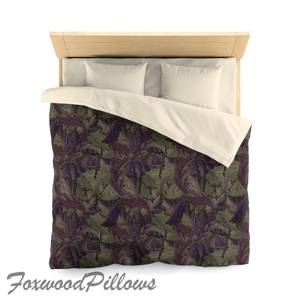 Purple Bedding, William Morris Bedding, Leaf and Nature Bedding, Arts and Crafts Duvet Cover, Acanthus, Floral Duvet, Craftsman Bedspread