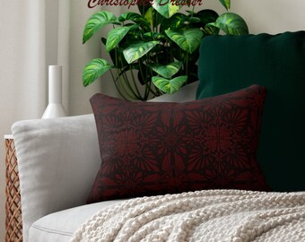 Christopher Dresser Maroon Pillow: Arts and Crafts Throw Pillow, Heritage Home Decor, Decorative Sofa Cushions, Dark Red Burgandy Decor