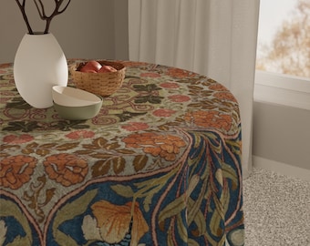 Floral Cotton Tablecloth: William Morris Vine and Leaf Design