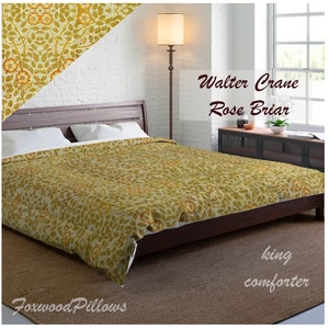 Floral Comforter Set, Rose Bedding, Romantic Bedding, Walter Crane, Fairytale Art, Arts Crafts, Art Nouveau Bedding, Shams, Bedding Set