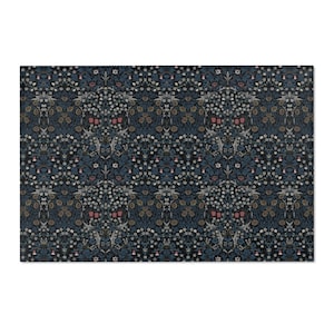 William Morris Chenille Rug: Arts and Crafts Floral Design