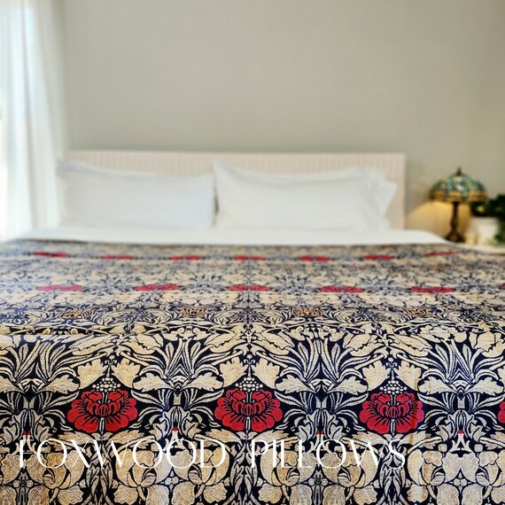 Willam Morris 花柄掛け布団カバー 新品 ウィリアム・モリスの花柄掛け布団カバー：100%コットンサテン寝具