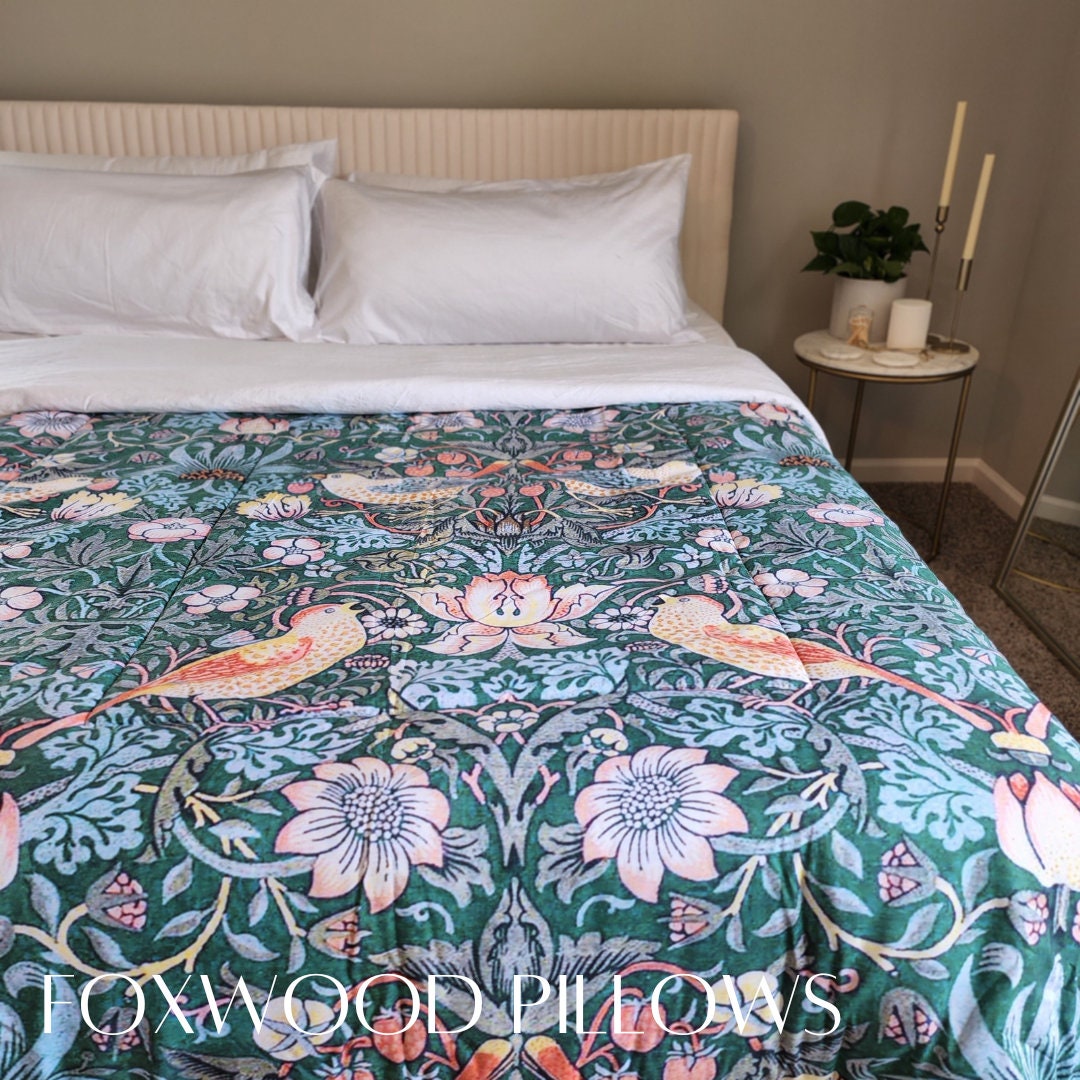 Green Comforter Floral Bedding Strawberry Thief William Morris