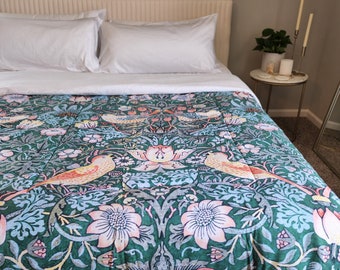 Strawberry Thief Comforter: William Morris Floral Bedding, Arts & Crafts Decor