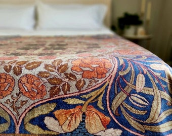 May Morris Samt Decke: Feigen und Reben Überwurf, Herbst Dekor