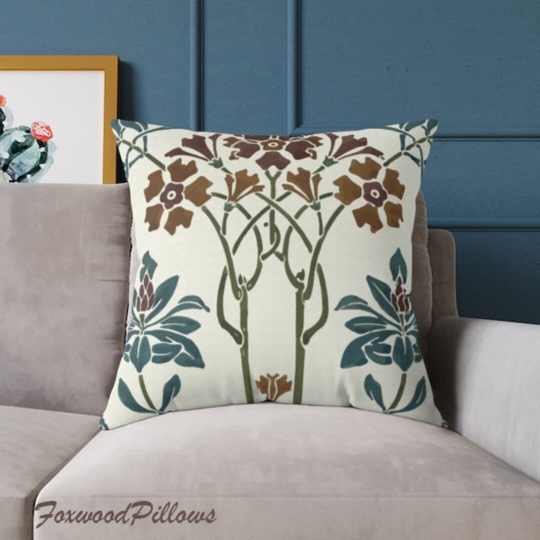 Craftsman Pillow, Floral Pillow, Arts and Crafts Movement, James Johnstone Design, Mission Décor