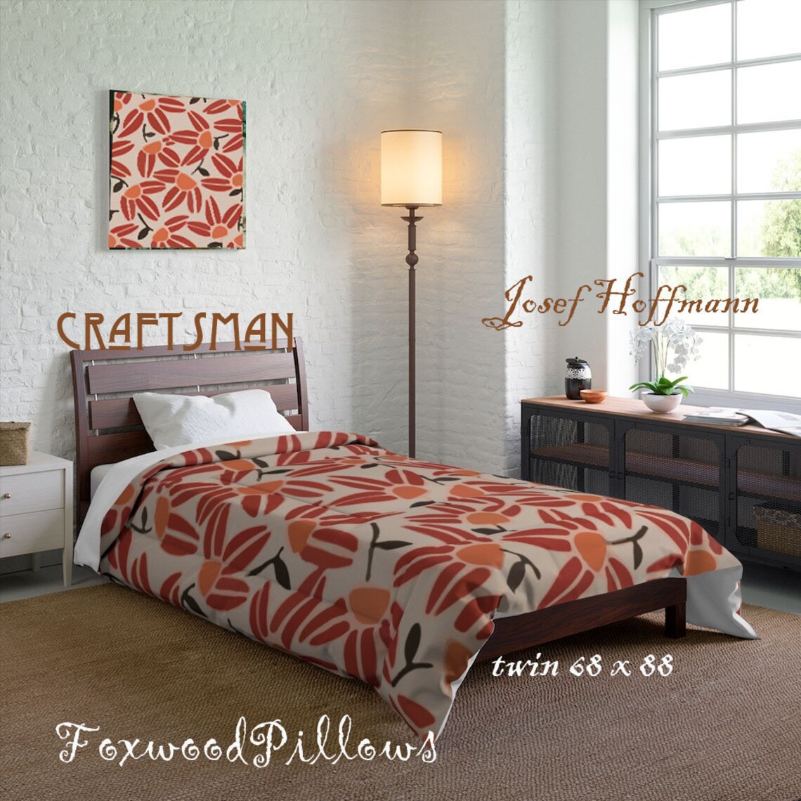 Craftsman Comforter Floral Bedding Arts & Crafts Movement Etsy