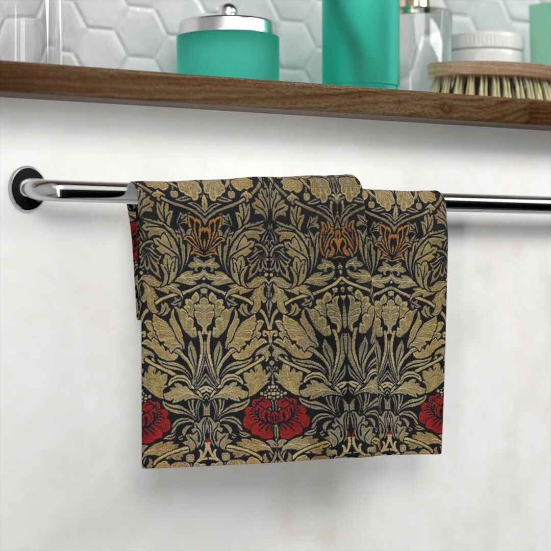Tulip and Rose Towel Set, Hand Towel, Victorian Towels, Craftsman Home ...