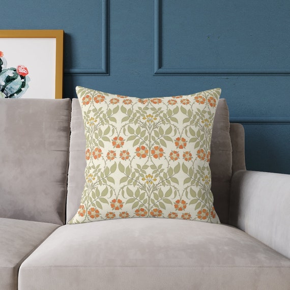 Essex Rose Floral Pillow: Arts & Crafts Style Accent Pillow
