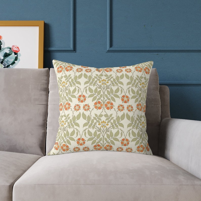 Essex Rose Floral Pillow: Arts & Crafts Style Accent Pillow image 1
