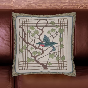 Bluebird Pillow Cover: Arts & Crafts Mission Style Decor