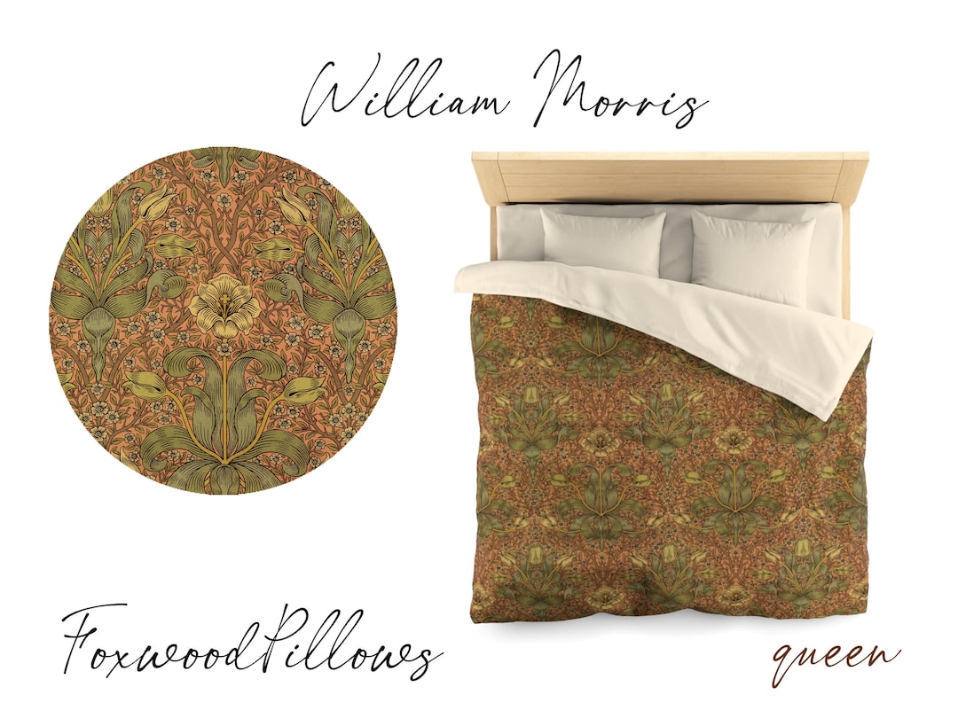 Fall Duvet Cover, William Morris Bedding, King Duvet Cover, Queen, Fall