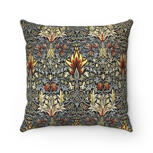 Floral Pillow, Snakeshead Pattern, Arts and Crafts Movement, Faux Suede, Mission Pillow, Red Floral Pillow, William Morris, Craftsman Decor