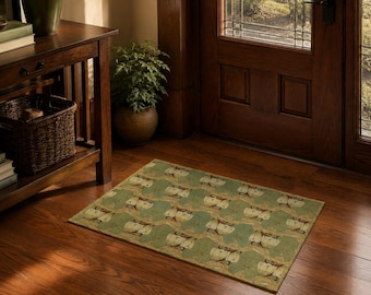 Harry Napper Waterlily Area Rug | Art Nouveau Floral Rug | Arts & Crafts Decor | Vintage Botanical Chenille Rug | William Morris