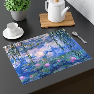 Monet Water Lilies, House Warming Gift, Monet Water Lilly Placemat, Artistic Placemat, Floral Placemat, Dinning Room, Table Placemat Sets