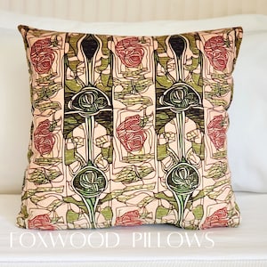 Almohada Art Nouveau Glasgow Rose: Decoración del hogar escocesa