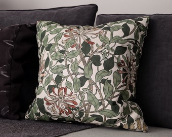 Almohada William Morris, decoración de madreselva, decoración del movimiento de artes y artesanías, lanzamiento de sofá, almohada de diseñador, funda de almohada floral, almohada victoriana