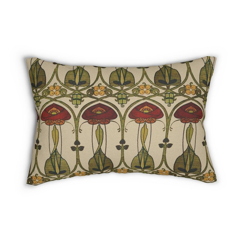 Charles Rennie Mackintosh | Glasgow Rose Lumbar Pillow | Decorative Accent | Prairie | Art Nouveau | Mission Style Home Decor image 6