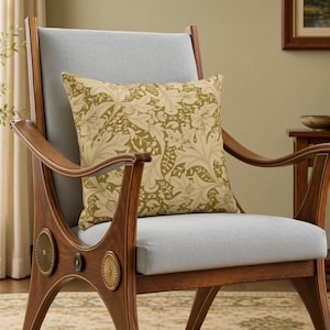 Floral Pillow | Wallflower Design | William Morris | Golden Floral Pillow | Arts & Crafts Decor | Craftsman Bungalow | Stickley Home image 1