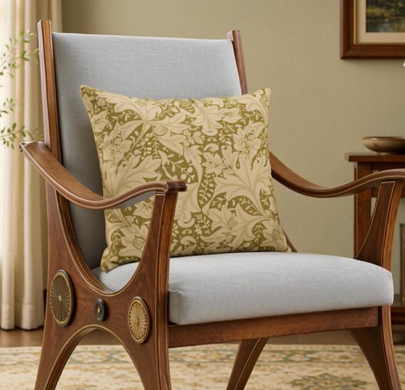 Floral Pillow | Wallflower Design | William Morris | Golden Floral Pillow | Arts & Crafts Decor | Craftsman Bungalow | Stickley Home