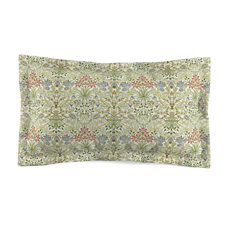 William Morris kussensloop met bloemen: Cottagecore Engels landelijk decor afbeelding 2