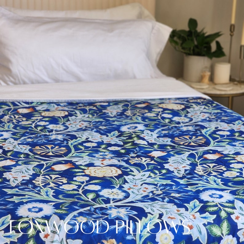 Floral Duvet Cover Blue Floral Bedspread William Morris Etsy