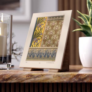 Art Nouveau Iris Ceramic Tile: Floral Home Decor, Gardener Gift