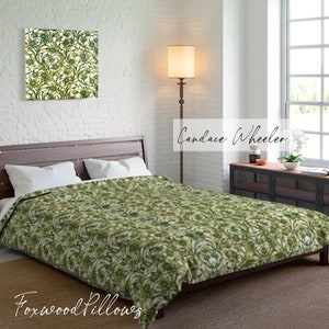 William Morris Bedding, Floral Comforter, Art Nouveau, Craftsman Bungalow, Stickley Bedding, C Wheeler, Cream Background, Floral Bedding