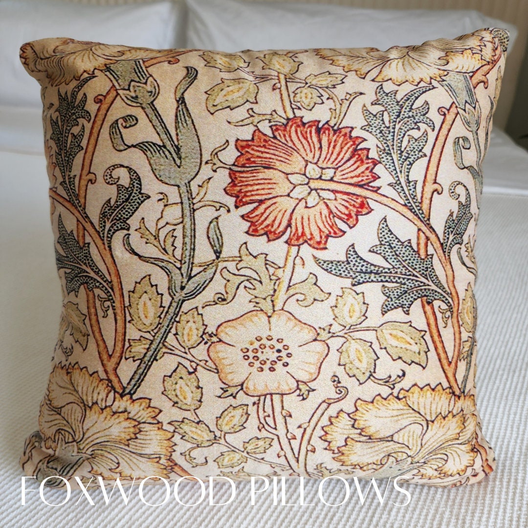 Almohada William Morris, almohada de color suave, almohada de tiro floral,  almohada de tela suave, decoración de movimiento de artes y manualidades, almohada  pequeña, 14x14 -  México