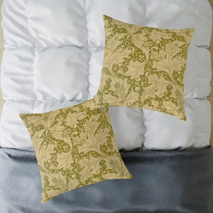 Floral Pillow | Wallflower Design | William Morris | Golden Floral Pillow | Arts & Crafts Decor | Craftsman Bungalow | Stickley Home image 3