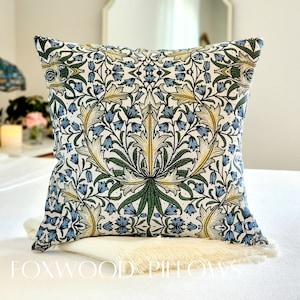 William Morris Lumbar Pillow: Arts and Crafts Floral Decor