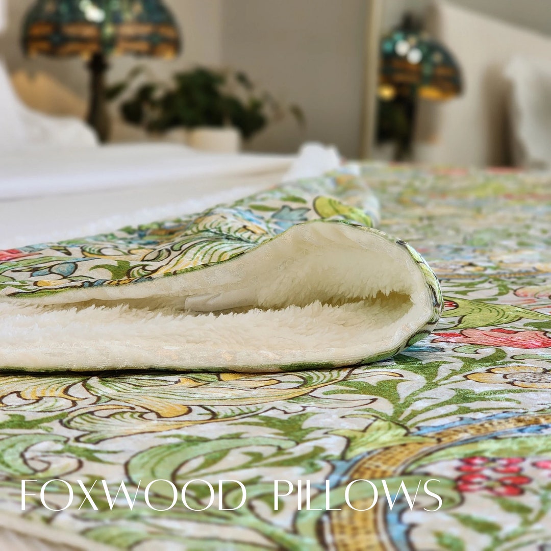 William Morris Blanket, Luxury Blanket, Botanical, Crushed Velvet