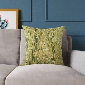 Wildflower Pillow | Green and Gold Accent Pillow | Craftsman Decor image 3