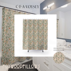 CFA Voysey Eucalyptus Shower Curtain: Green Floral Bathroom Decor