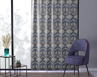 Art Nouveau Curtain, French Country Blue Drapes, French Cottage Botanical Window Coverings, Romantic French Decor, Sheer Living Room Curtain