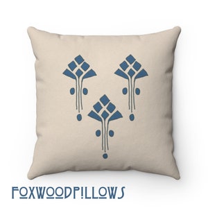 Floral Craftsman Pillow: Blue-Green Arts & Crafts Throw Pillow