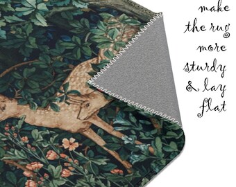 William Morris Deer and Fox Area Rug: Forest Animal Chenille Rug