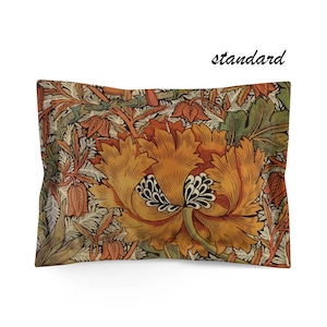 Fall Bedding, Honeysuckle Pattern, Orange Pillow Sham, John Dearle, William Morris, Arts & Crafts Movement, Pillow Sham