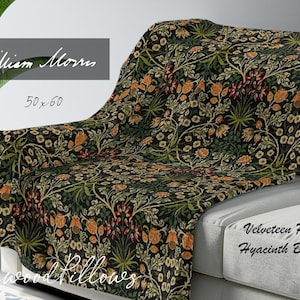 Craftsman Decor, Arts and Crafts Blanket, Warm Fall Blanket, Cozy Blanket, Autumn Color Decor, Fall Throw, Velveteen Plush, William Morris