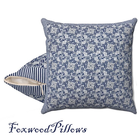 Blue square pillow online