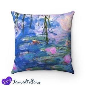 Monet Water Lilies Pillow: Double-Sided Floral Art Decor
